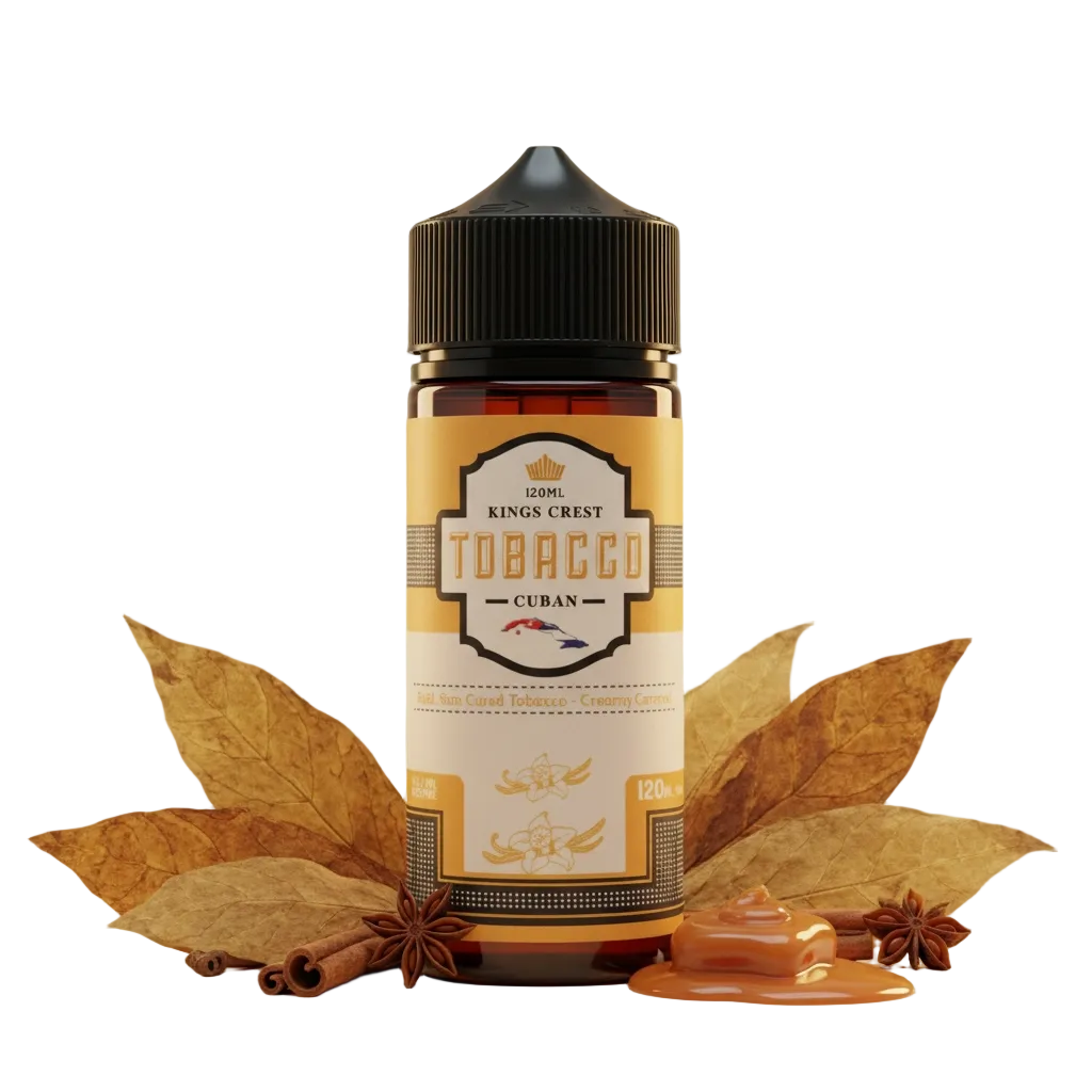 Cuban Tobacco Tabaco Cubano, Especias y Caramelo 120 ml | Base Libre | Kings Crest
